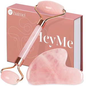 image:imageBAIMEI IcyMe Gua Sha amp Jade Face Roller SetFacial Beauty Skin Care ToolsPink