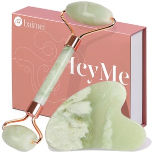 image:imageBAIMEI IcyMe Jade Roller amp Gua Sha Facial Tool Set for Face DepuffingLight Green