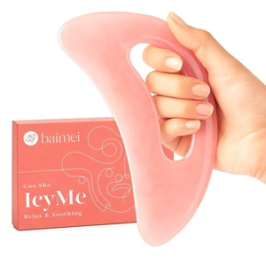 image:imageBAIMEI IcyMe Natural Jade Gua Sha Facial ToolGreenSoft Pink